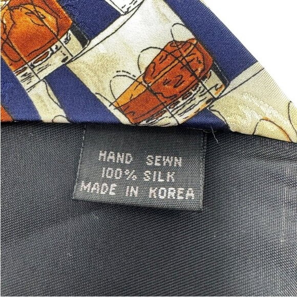 NICOLE MILLER 1994 Silk Tie Blue Bar Liquor Whiskey Scotch - Picture 5 of 7